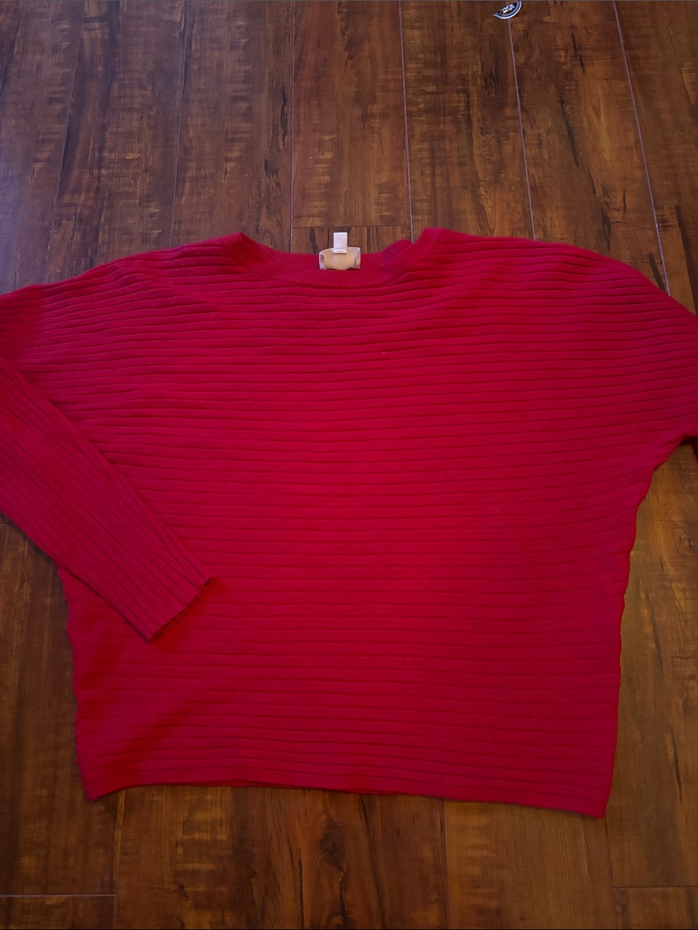 Cyrus Small Red Ribbed Boatneck Top